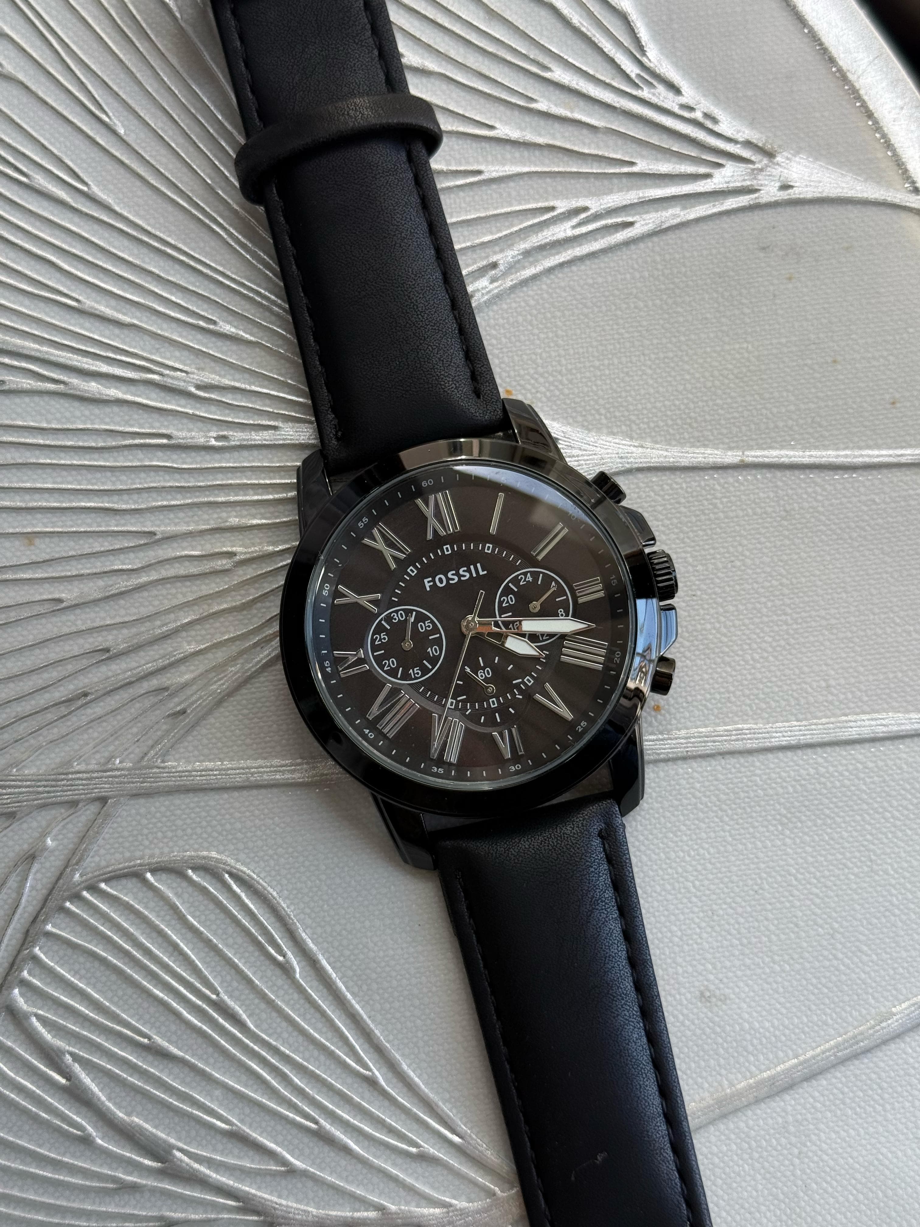 Fossiil Chronograph Leather Watch Black