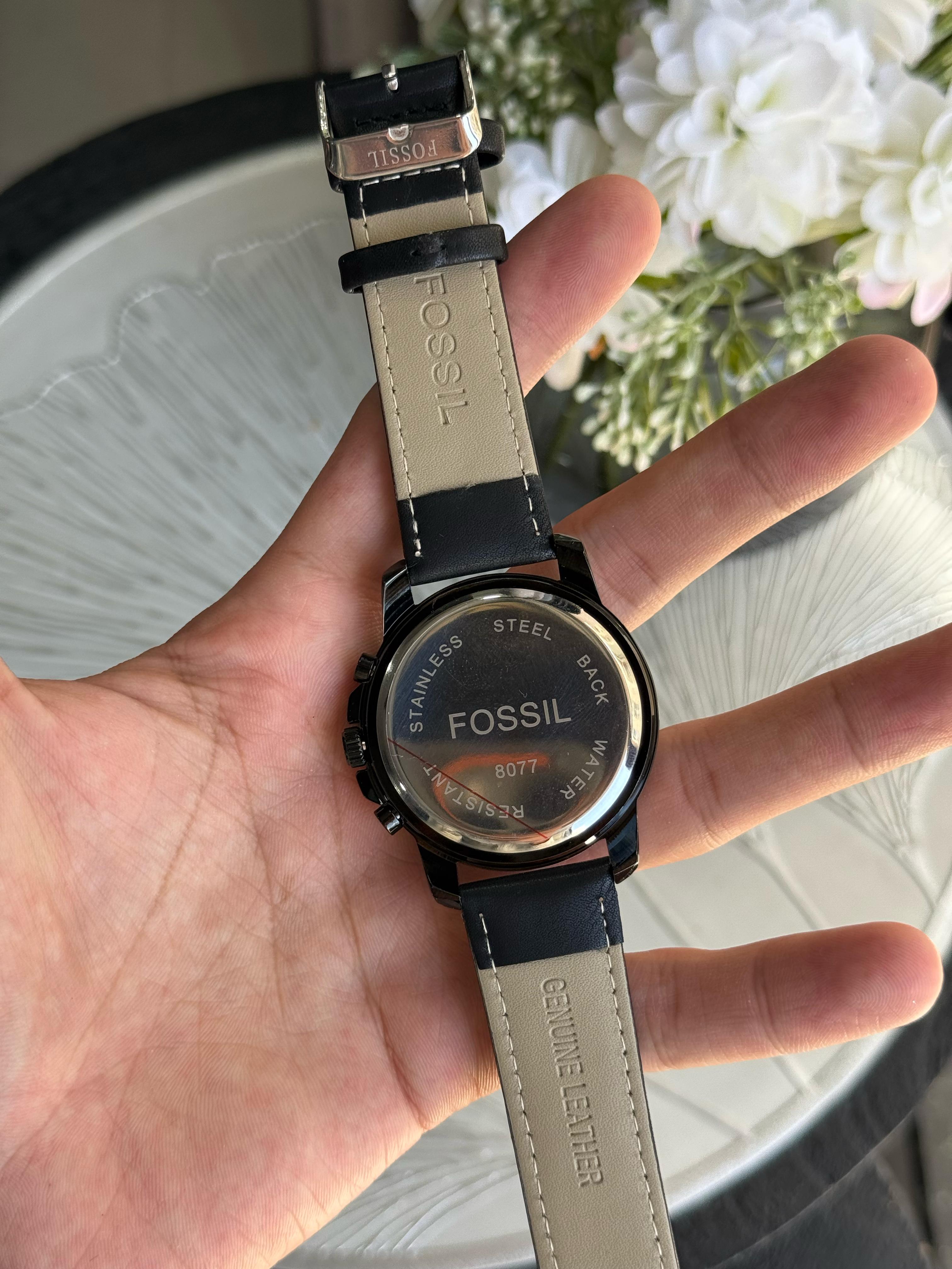 Fossiil Chronograph Leather Watch Black
